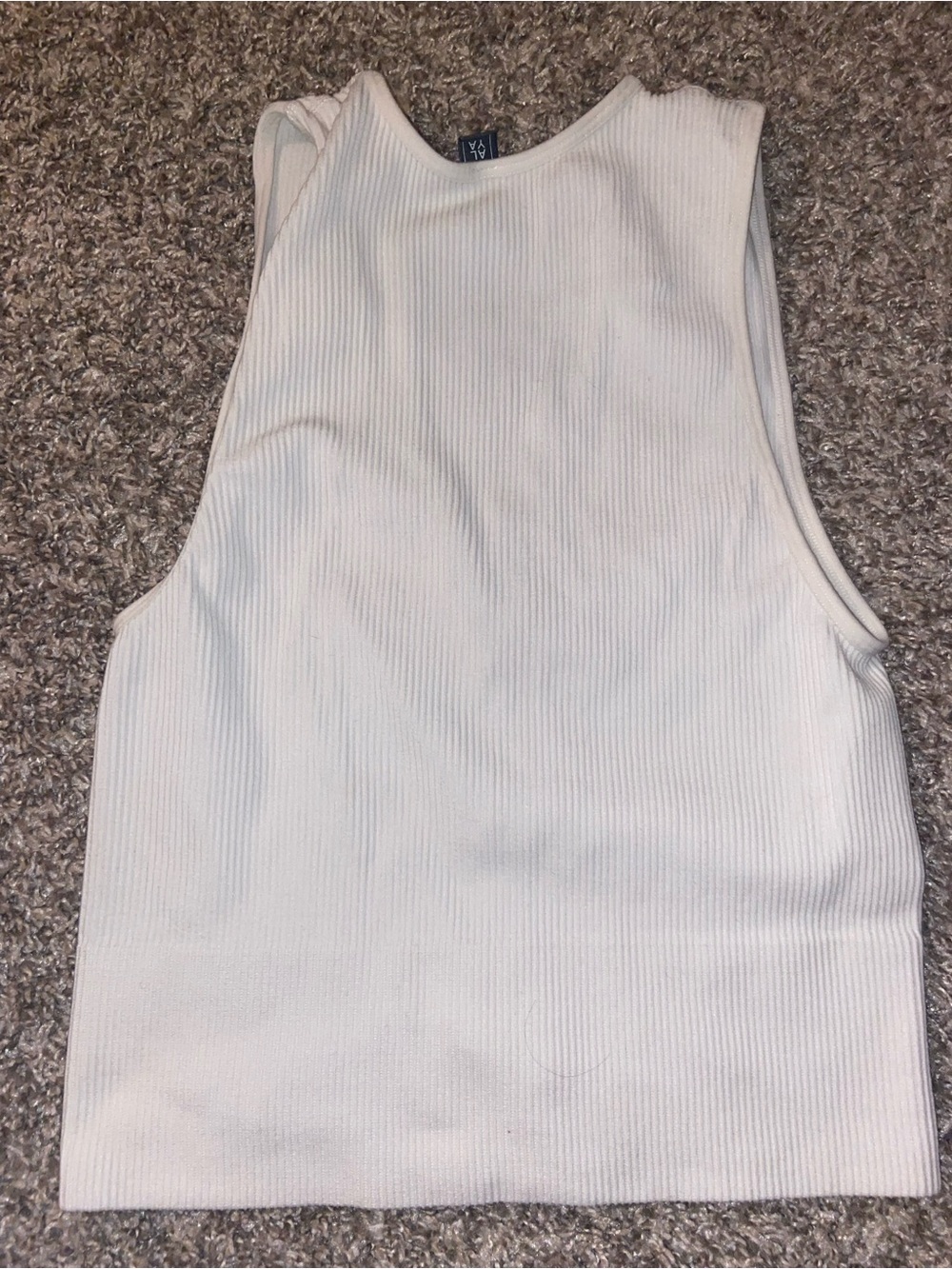 Francesca’s Alya Women’s Small Ribbed V-Neck Crop Tank Top - White - Picture 4 of 5